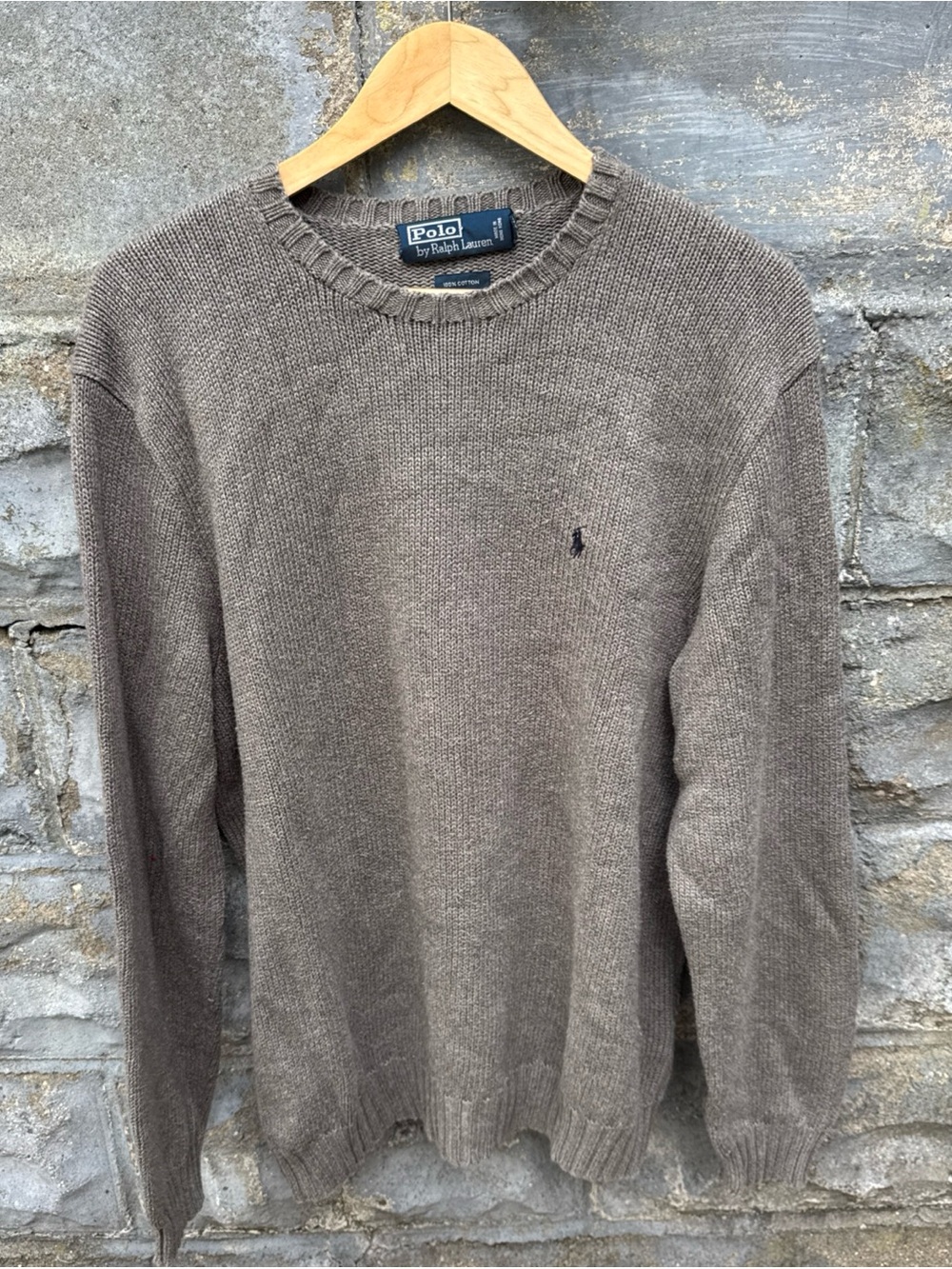 Vintage Polo Ralph Lauren Knit Sweater Men’s Cotton 90s Gray Pullover Large